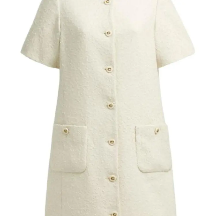 COACH Short Sleeved Dress Women's White-4