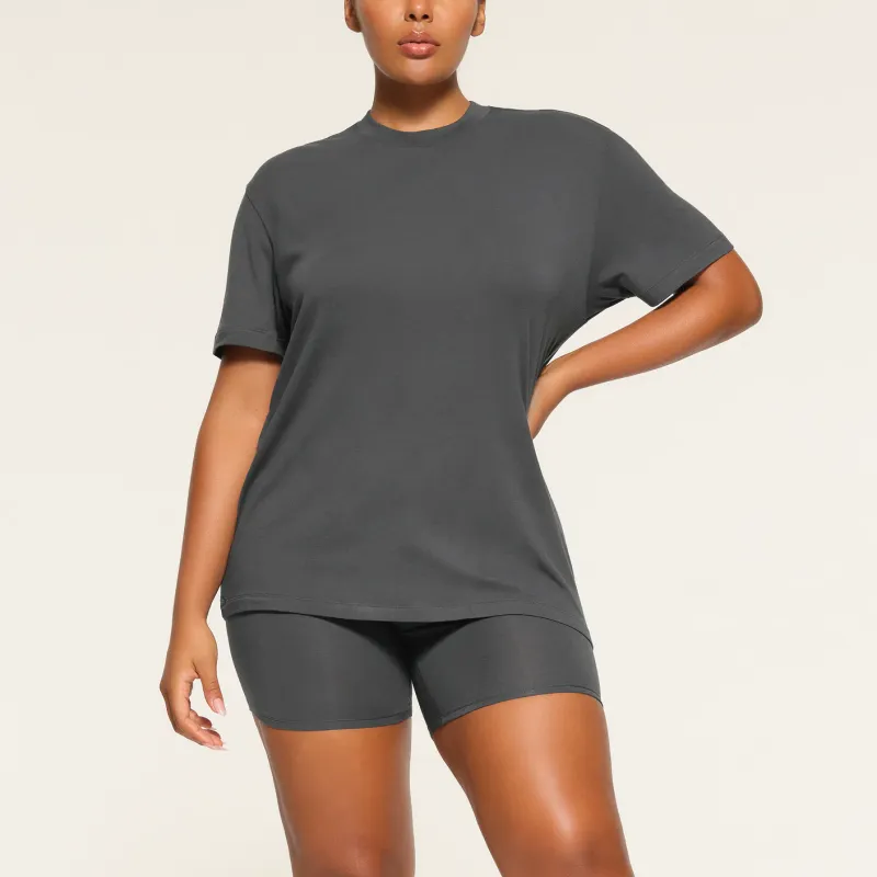 SKIMS Drop Shoulder Sleeve T-Shirt Women's ASH/Gray Black-1