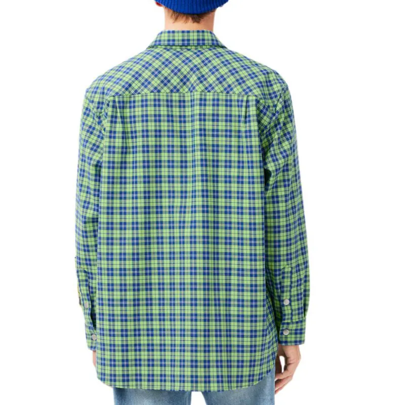 LACOSTE Shirt Men's Blue Green Plaid-3