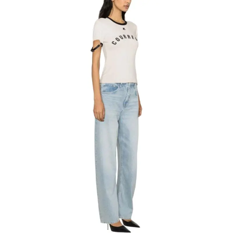 COURREGES Buckle Contrast Printed T Shirt-3