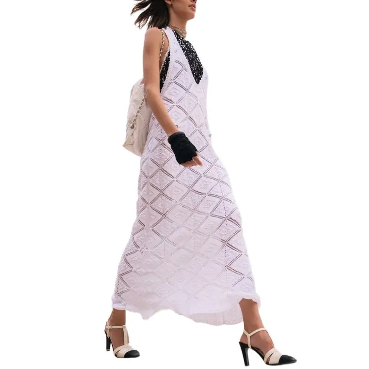 CHANEL Sleeveless Dresses Women's White-2