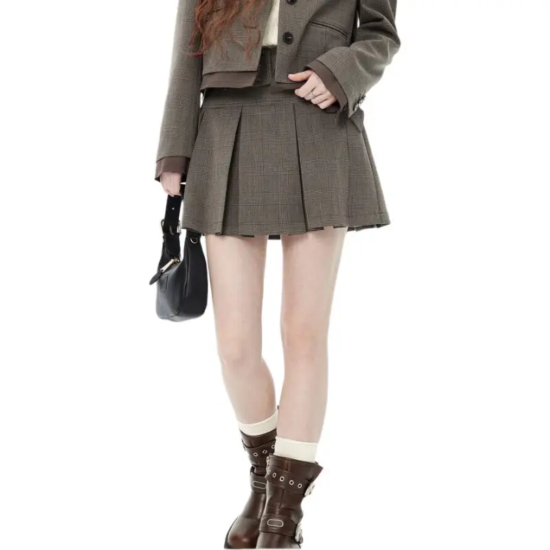 LEDIN Casual Short Skirts Women's Khaki-2