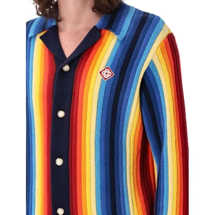 CASABLANCA Gradient Buttoned Towelling Cardigan-2