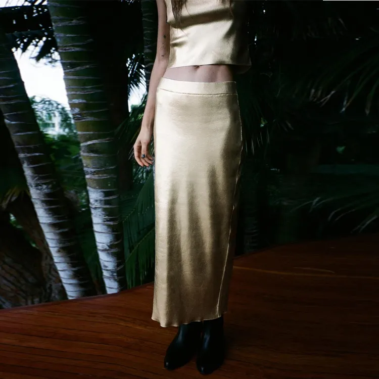 ZARA Casual Long Skirts Women's Gold-1