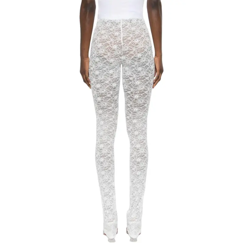 Alessandra Rich High Waist Laced Semi Sheer Leggings-4