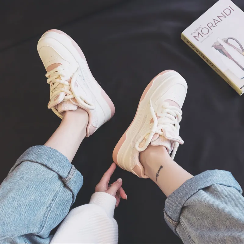 Warrior Warrior Non slip Lightweight Low Top Skateboard Shoes Women's Beige Pink-6
