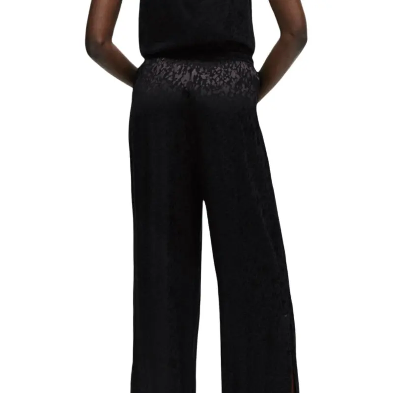 HUGO BOSS Signature-Jacquard Pajama Bottoms With Side Slits Casual Pants Women's Black-3