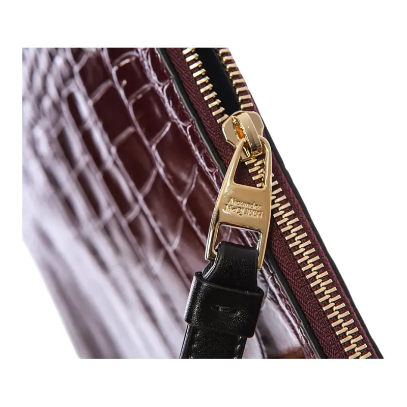 Alexander McQueen Cow Leather Clutch Large Size Women's Fuchsia-6