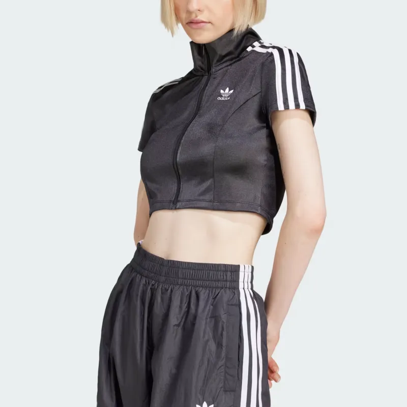 Adidas Women's Adicolor Short Sleeve Track Long Sleeve Top Black-2