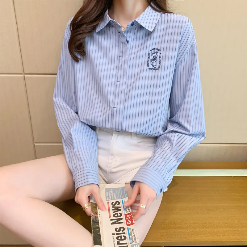 Tonlion Shirts Women's Sky Blue-4