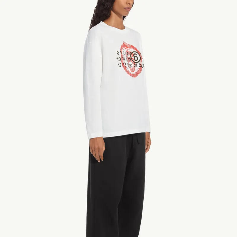 MM6 Maison Margiela Snake Year Limited Collection T Shirts Women's White-3