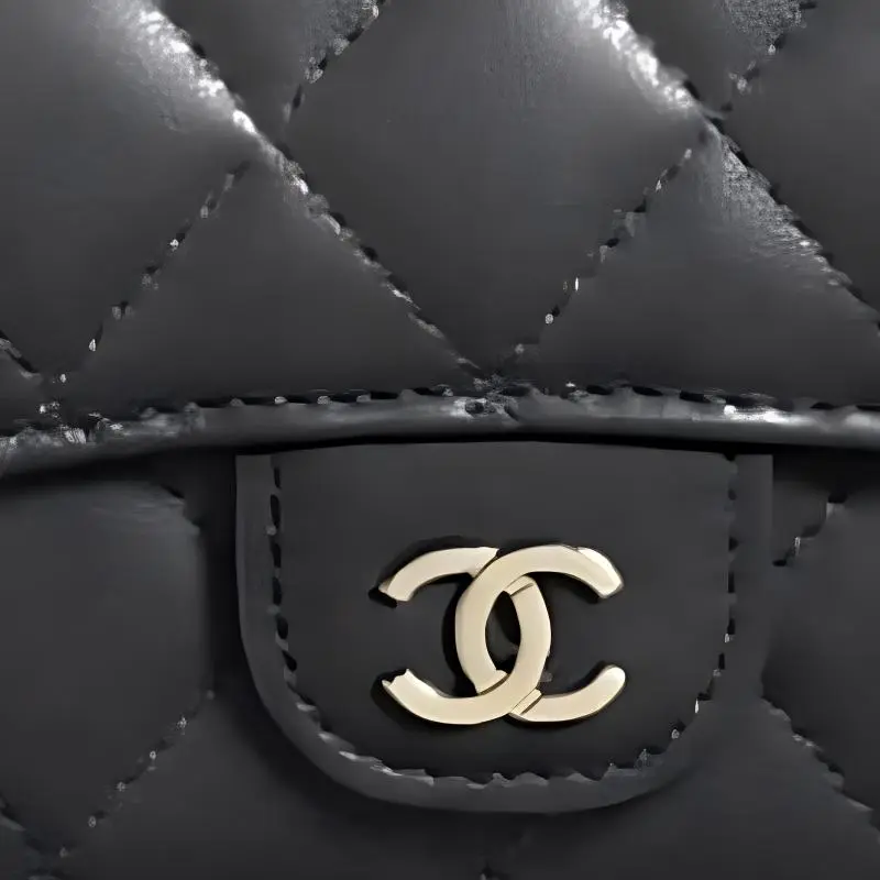 CHANEL Sheepskin Card Holder Women's Dark Gray-3