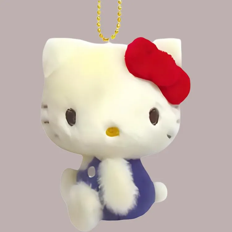 Sanrio Hello Kitty Vintage Red Bowknot Charm Dolls Plush Pendant 10cm Height-1