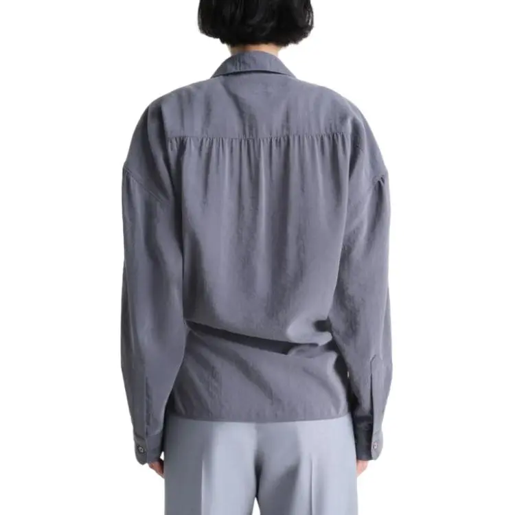 Lemaire Straight Collar Twisted Shirt 'Asphalt'-3