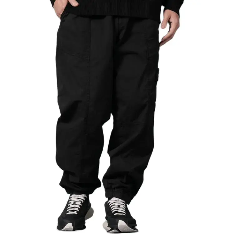 STONE ISLAND Logo Patch Tapered Leg Trousers-3