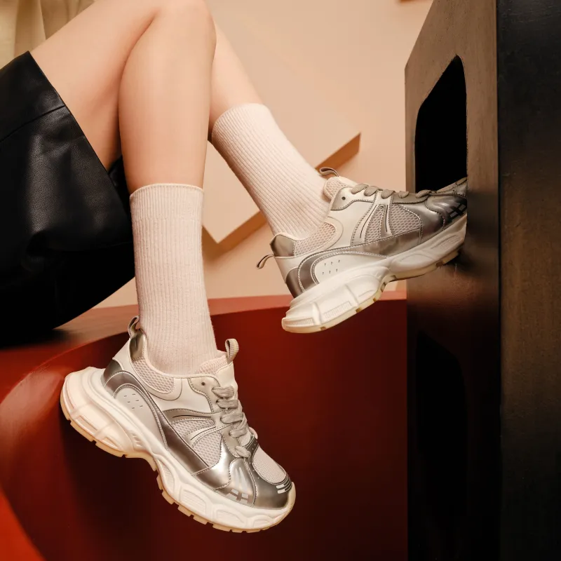 TOOMANYSHOES Vintage Party Low Top Chunky Sneakers 4cm Women's-10