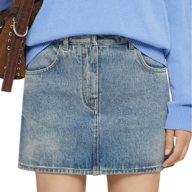Givenchy Chain Detailed Mini Denim Skirt 'Medium Blue'-2