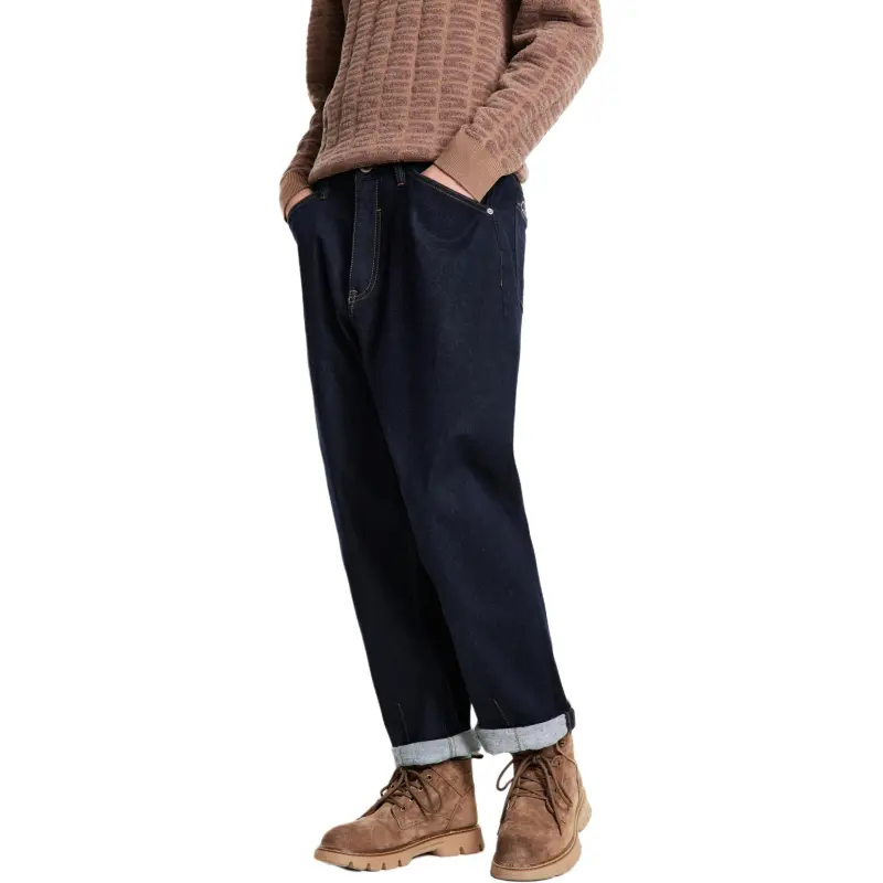Jiumuwang Men's Pants Expert Jeans Men's Dark Blue-5