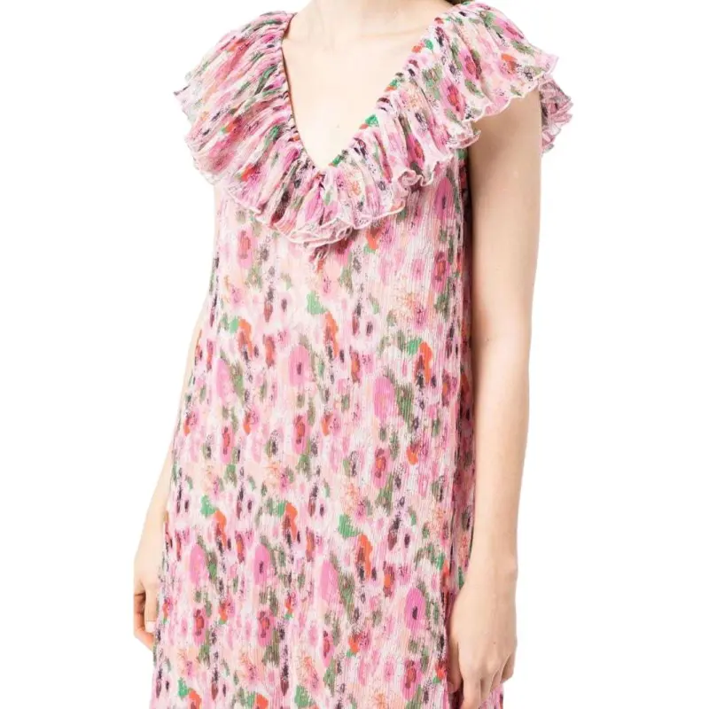 GANNI Short Sleeved Dress Women's Pink-4