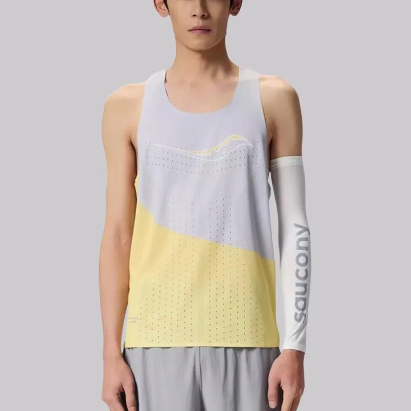 Saucony Tank Tops Unisex Orange Yellow & Premium Gray Print-2