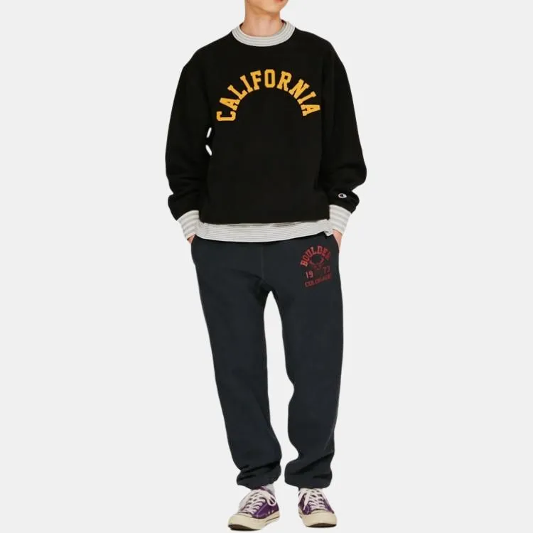 Champion Reverse Weave FW24 Knitted Sports Pants Men's Beige Black-2