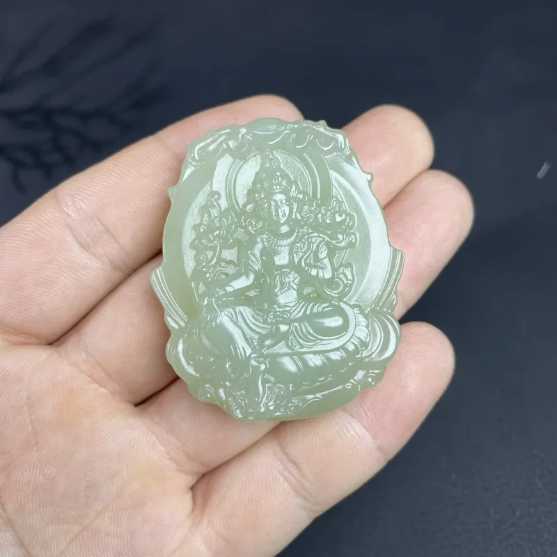 BUDOUXIAOAI Pendants White Jade/Pale Greenish White Jade Unisex-5