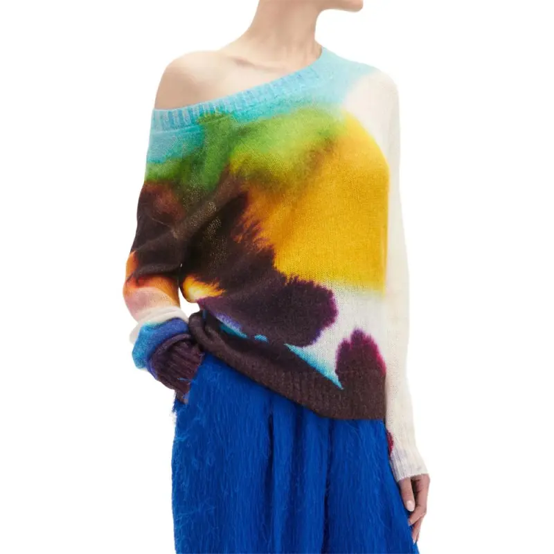 Oscar De La Renta Abstract Watercolor Sweater-3