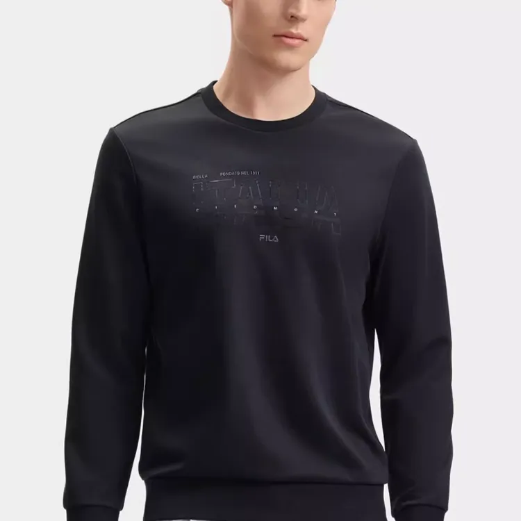 FILA Casual Sportswear Men Clothing Set Jet Black Top+Legend Blue Bottom-1