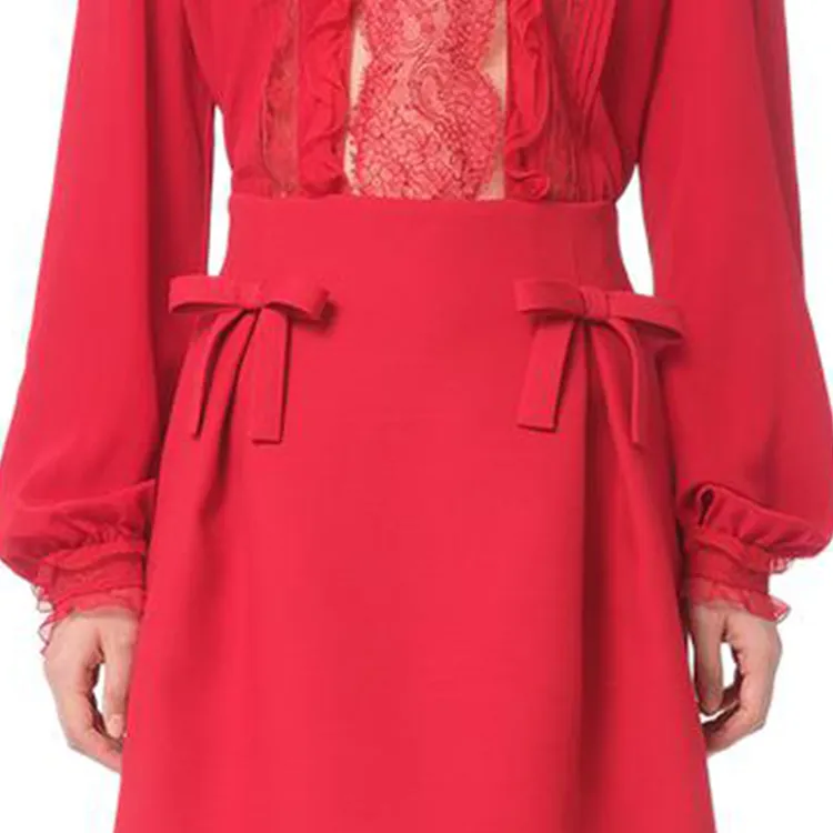 Valentino Bow Detailed Pleated Mini Skirt-4