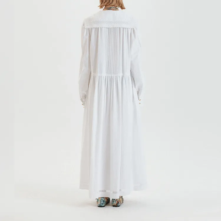 EENK Long-Sleeved Dresses Women's White-3