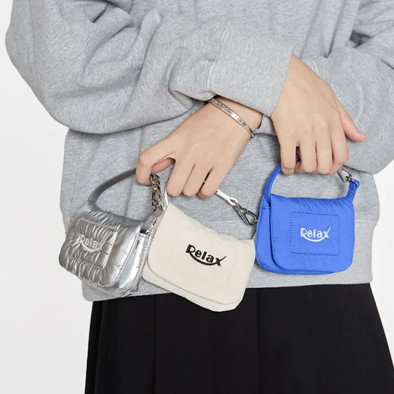 Art Traces Fabric Small Square Bag Crossbody Bag Handbag Mini Unisex White/Skydiving Blue-2