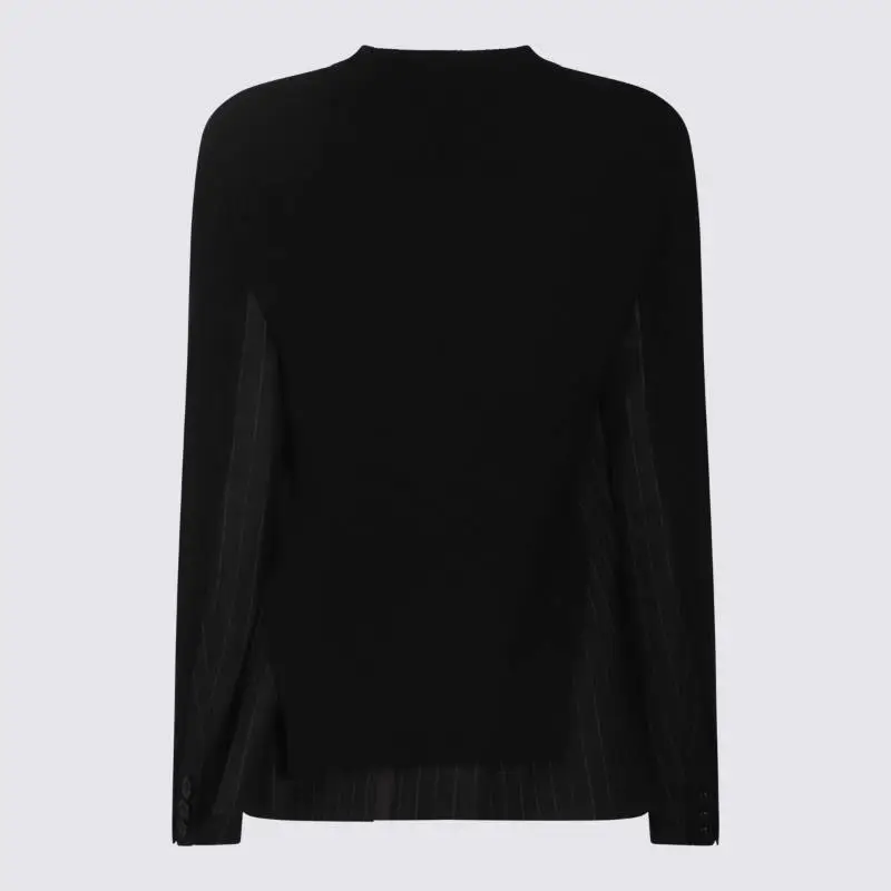 Sacai Chalk Stripe X Knit Pullover 'Black'-3