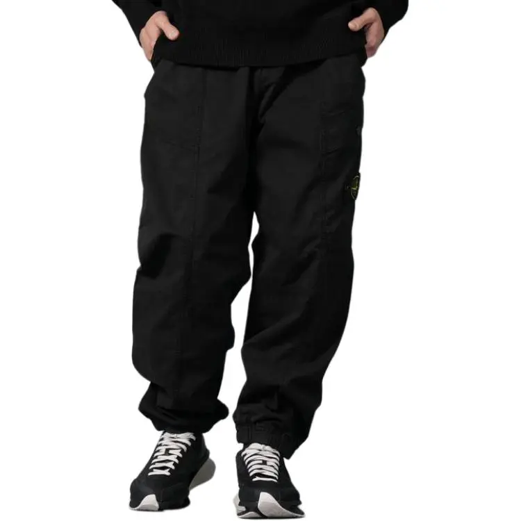 STONE ISLAND Logo Patch Tapered Leg Trousers-2
