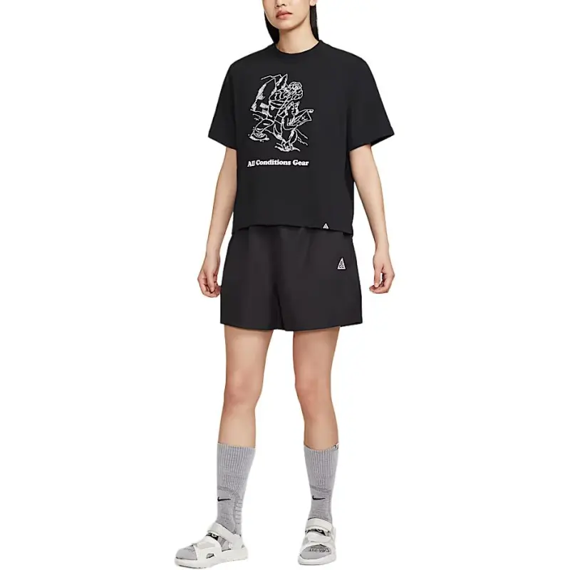 Nike SS25 Casual Shorts Women's Black/Coal Black/Mountain White-3