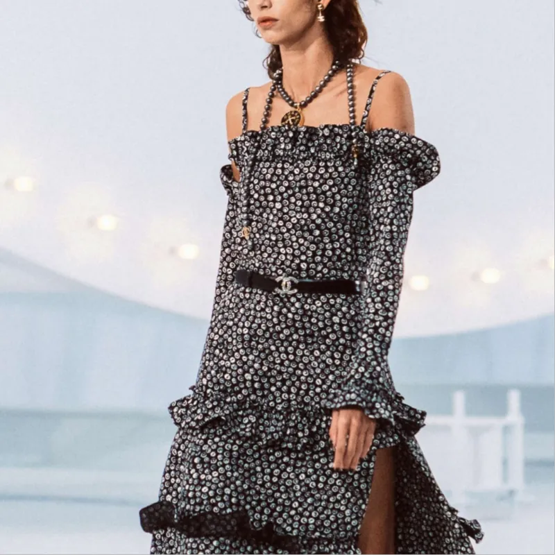 CHANEL SS21 Sleeveless Dress Women's Black White-1