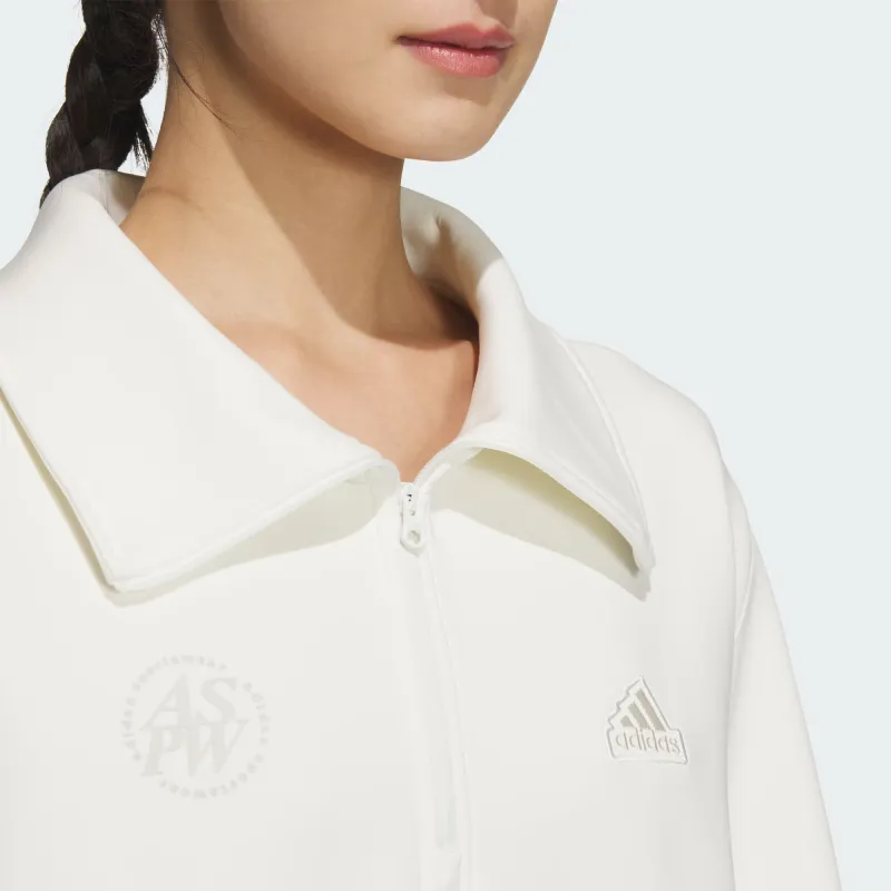 Adidas Lounge FW24 HALF ZIP SWEATSHIRT HOODIE Sweatshirt Women's White-5