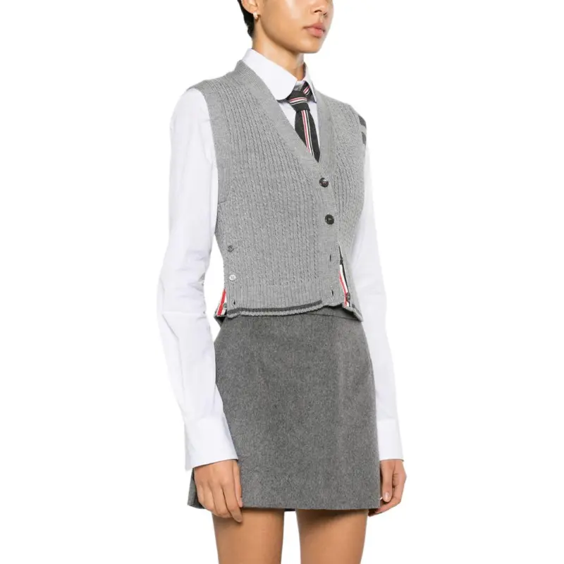 THOM BROWNE Button Up Cropped Vest-3