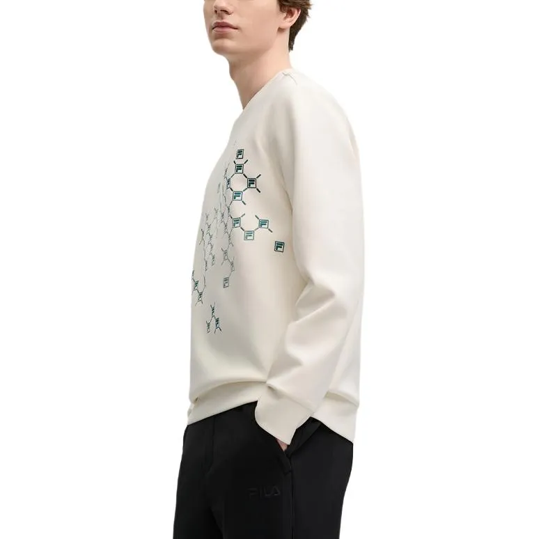 FILA Casual Sportswear Men Clothing Set Egrets White Top+Black Pants-3