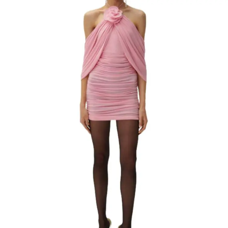 Magda Butrym Ruched Flower Appliqué Wrapped Dress-3