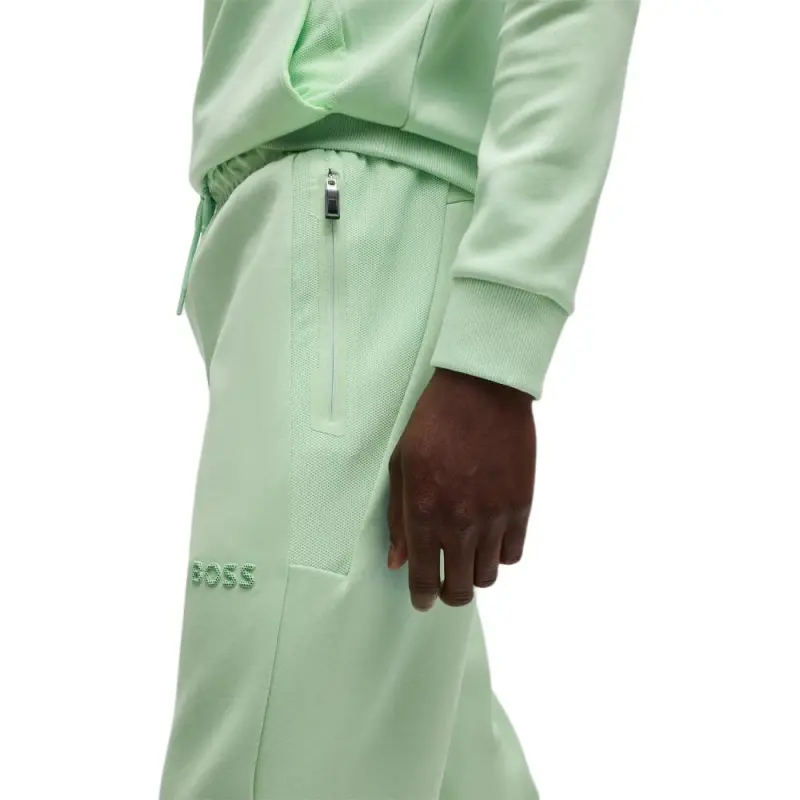 HUGO BOSS Open Hem Tracksuit Bottoms With 3d Moulded Logo Casual Pants Men's Light Green-4