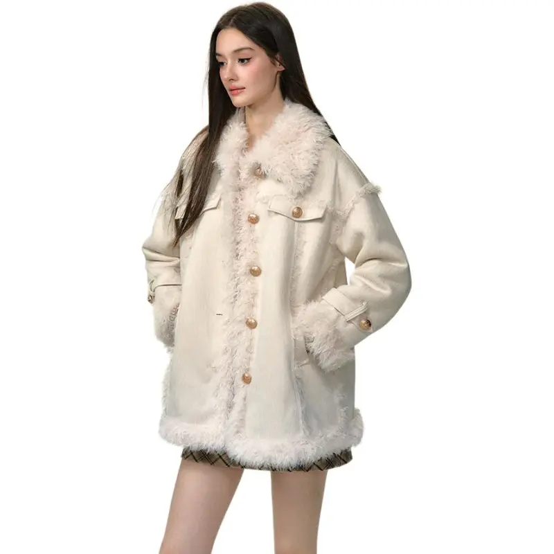 Li Zixian Velvet feel Coat Women's White Medium Shearling-2