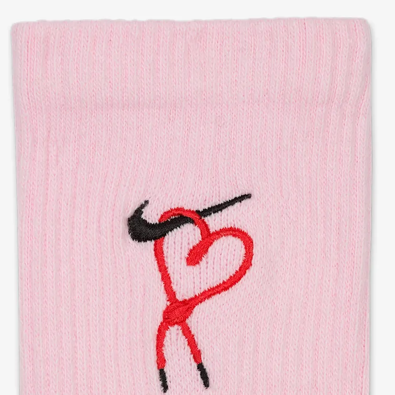 Nike Mid Calf Socks Unisex 1 Pack Foam Pink/University Red/Black-4