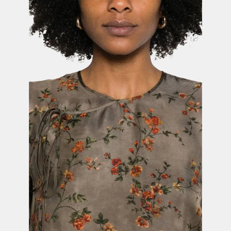 UMA WANG Floral Printed Long Sleeved Dress-4