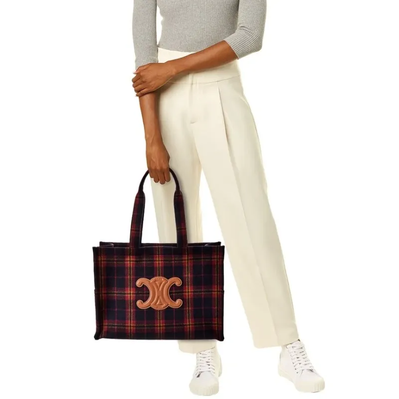 CELINE Wool Tote Bag, Shopping Bag, Handbag, Shoulder Bag Large Size Women's Multicolor-4