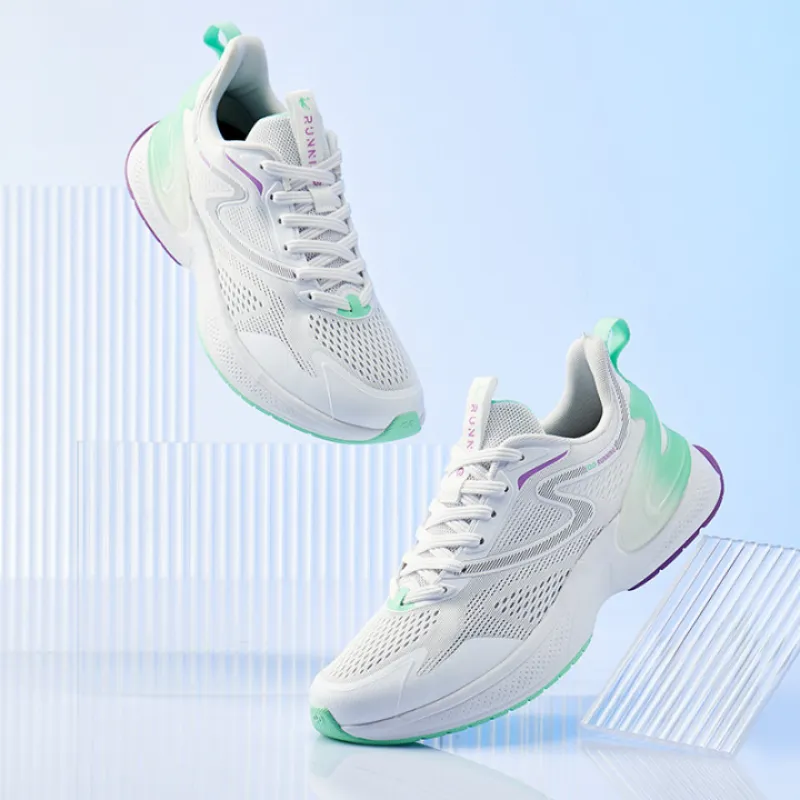QIAODAN Anti-Slip Wear-Resistant Low-Top Running Shoes Men's White Green-2