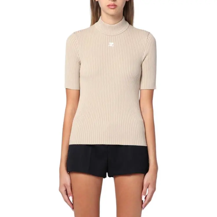 Courrèges Ribbed Turtleneck Sweater 'Cappuccino'-3