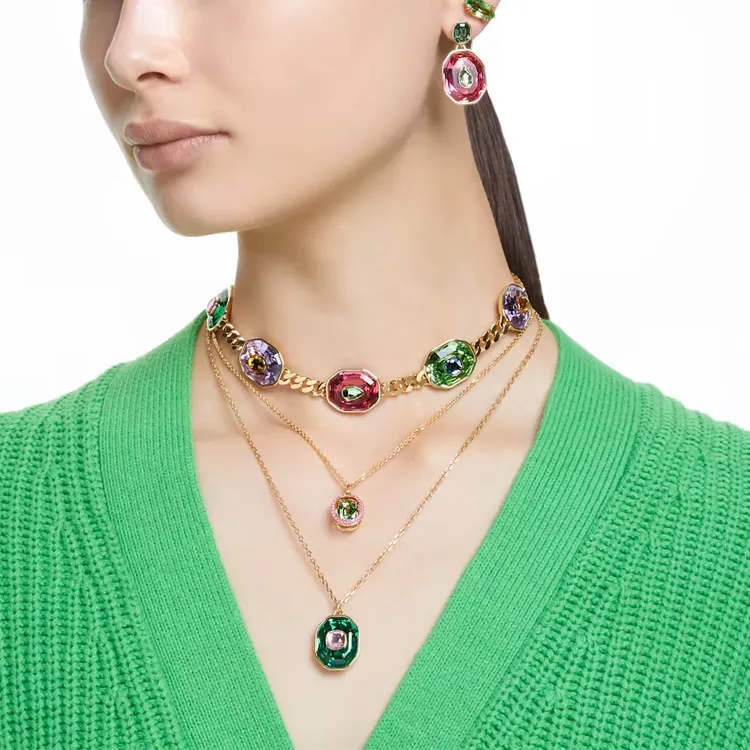Swarovski Chroma Gold Plated Necklaces Women's-3
