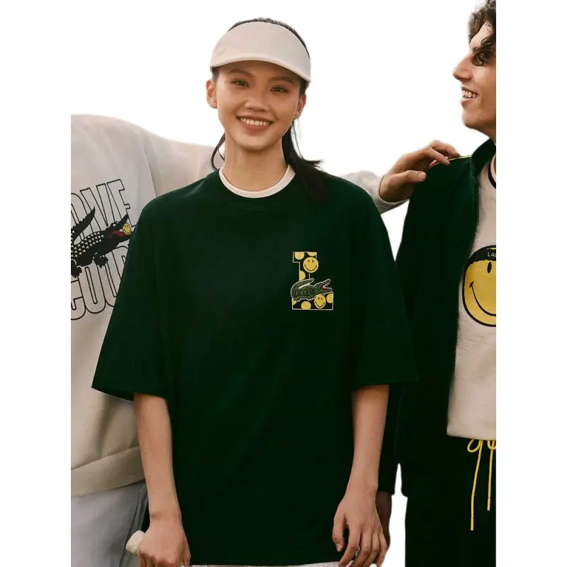 LACOSTE x SMILEY FW23 T Shirt Unisex Dark Green-2