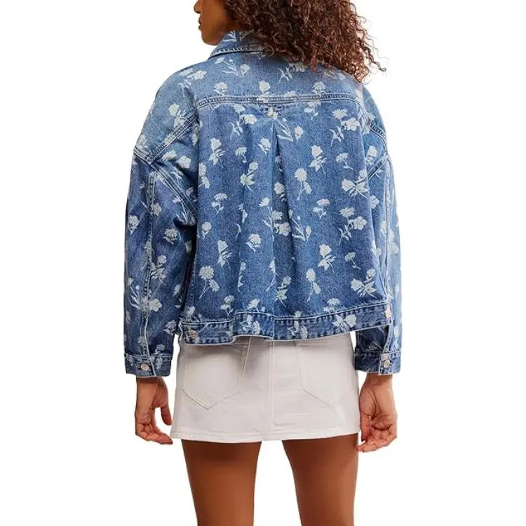 FREE PEOPLE Denim Jacket Women's Blue-1