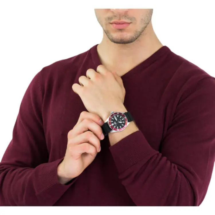 ORIENT Automatic Mechanical Movement Rubber Strap Watch Men's Watches Black Dial-4